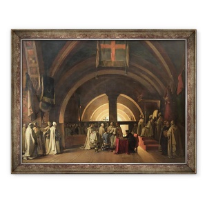 Tablou inramat - Francois-Marius Granet - Inaugurarea lui Jacques de Molay in Ordinul Cavalerilor Templieri in 1295, 70 x 90 cm