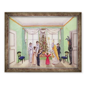 Tablou inramat - Franz Paumgarrten - Krampus si Sfantul Nicolae din jurnalul lui Carl Baumann scris 1813-25, 60 x 80 cm
