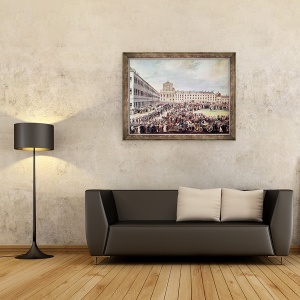 Tablou inramat - Franz Stober - inmormantarea lui Ludwig van Beethoven 1770-1827 la Viena, 70 x 90 cm - Img 2