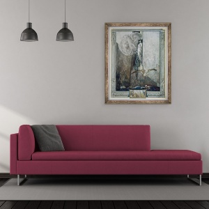 Tablou inramat - Franz von Bayros - Ilustratie din Comedia divina a lui Dante, Inferno, Canto IX. 28, 50 x 60 cm - Img 2