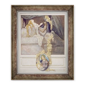 Tablou inramat - Franz von Bayros - Ilustratie din Comedia divina a lui Dante, Inferno, Canto V, 50 x 60 cm