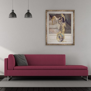 Tablou inramat - Franz von Bayros - Ilustratie din Comedia divina a lui Dante, Inferno, Canto V, 50 x 60 cm - Img 2