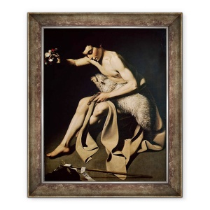 Tablou inramat - Fray Juan Batista Maino - Ioan Botezatorul se joaca cu un miel, 70 x 85 cm