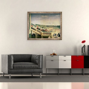 Tablou inramat - Fritz L'Allemand - Banchet de curte in Gradinile Palatului Schonbrunn cu ocazia aniversarii Ordinului Militar al Theresa, 50 x 60 cm - Img 2