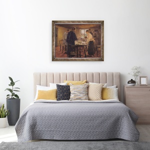 Tablou inramat - Fritz von Uhde - Hristos cu taranii, 60 x 80 cm - Img 3