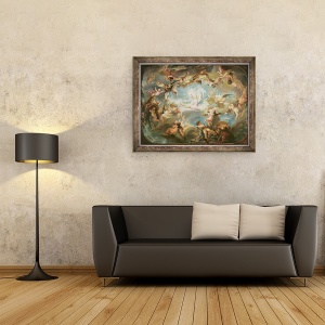 Tablou inramat - Gabriel de Saint-Aubin - Triumful lui Cupidon asupra tuturor zeilor, 70 x 90 cm - Img 2