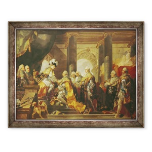 Tablou inramat - Gabriel Francois Doyen - Ludovic al XVI-lea 1754-93 Regele Frantei, Primirea omagiului Cavalerilor Ordinului Sfantului Esprit la Reims, 70 x 90 cm