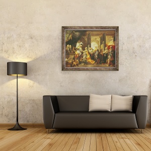 Tablou inramat - Gabriel Francois Doyen - Ludovic al XVI-lea 1754-93 Regele Frantei, Primirea omagiului Cavalerilor Ordinului Sfantului Esprit la Reims, 70 x 90 cm - Img 2