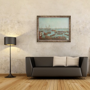 Tablou inramat - Gabriele Bella - Nobilii Pescuit in Canal Orfano, 70 x 90 cm - Img 2