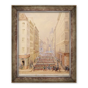 Tablou inramat - Gaspard Gobaut - Martie a primului batalion, Rue Cultura Sainte-Catherine, 50 x 60 cm