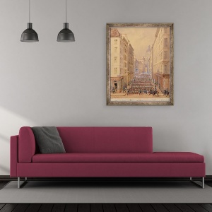 Tablou inramat - Gaspard Gobaut - Martie a primului batalion, Rue Cultura Sainte-Catherine, 50 x 60 cm - Img 2