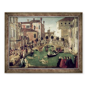 Tablou inramat - Gentile Bellini - Miracolul Crucii pe podul San Lorenzo, 70 x 90 cm