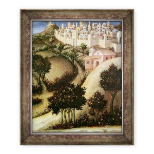 Tablou inramat - Gentile da Fabriano - Adorarea Altarpiece Magi, detaliu al panoului central predella al Egiptului, 50 x 60 cm