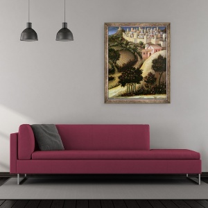 Tablou inramat - Gentile da Fabriano - Adorarea Altarpiece Magi, detaliu al panoului central predella al Egiptului, 50 x 60 cm - Img 2
