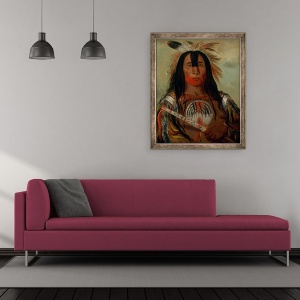 Tablou inramat - George Catlin - Stu-mick-o-súcks, grasimea din spate a taurului de bivol, sef sef, Tribul Sangelui, 50 x 60 cm - Img 2