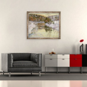 Tablou inramat - George Gardner Symons - Peisaj iarna, 50 x 60 cm - Img 2