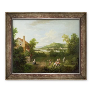 Tablou inramat - George Lambert - Peisaj cu fermieri, 70 x 85 cm