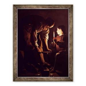 Tablou inramat - Georges de la Tour - Sfantul Iosif, tamplarul, 70 x 90 cm