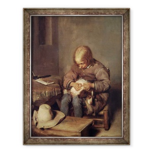 Tablou inramat - Gerard ter Borch - Prinzatorul de purici baiat cu cainele sau c.1655, 60 x 80 cm