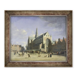 Tablou inramat - Gerrit Adriaensz Berckheyde - Groote Markt Big Market Haarlem, 50 x 60 cm