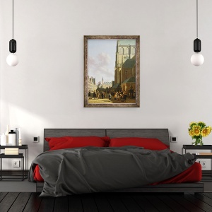 Tablou inramat - Gerrit Adriaensz Berckheyde - Grote Markt, Haarlem, 60 x 80 cm - Img 3