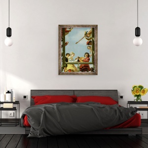 Tablou inramat - Gerrit van Honthorst - Grup muzical pe balcon, 60 x 80 cm - Img 3