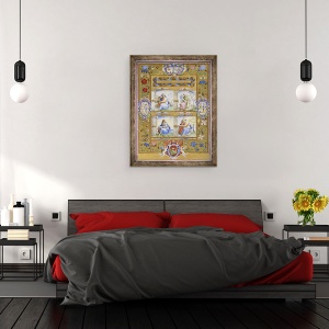 Tablou inramat - Giorgio-Giulio Clovio - Cei patru evanghelisti, intr-o granita de flori, pasari si insecte, 70 x 90 cm - Img 3