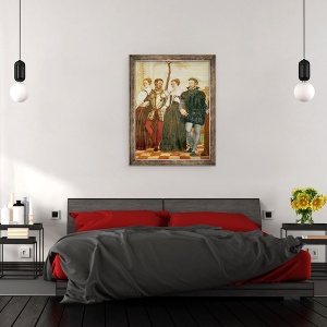 Tablou inramat - Giovanni Antonio Fasolo - Invitatie la dans, detaliu al grupului central, 60 x 80 cm - Img 3