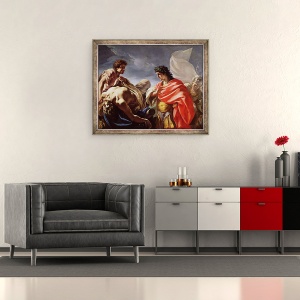 Tablou inramat - Giovanni Antonio Pellegrini - Ahile contempland Corpul de Patroclus, 50 x 60 cm - Img 2