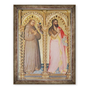 Tablou inramat - Giovanni del Biondo dal Casentino - Sfantul Francisc de Assisi si Sfantul Ioan Botezatorul, 70 x 90 cm