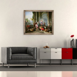 Tablou inramat - Giovanni Paolo Pannini - Hristos a alungat negustorii din templu, 50 x 60 cm - Img 2