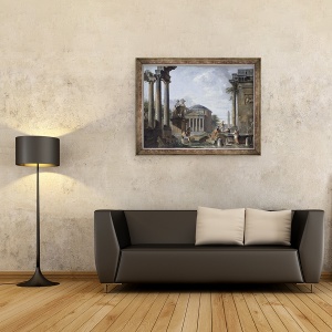 Tablou inramat - Giovanni Paolo Pannini - Peisaj cu ruine romane, 60 x 80 cm - Img 2