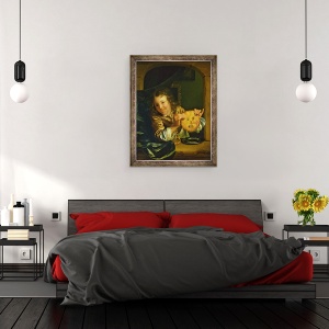 Tablou inramat - Godfried Schalcken - Baiat cu clatite, 60 x 80 cm - Img 3