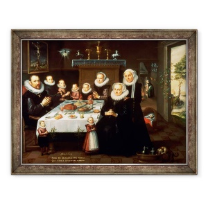 Tablou inramat - Gortzius Geldorp - Un portret al unei familii spunand Grace inainte de masa, 70 x 90 cm