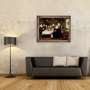 Tablou inramat - Gortzius Geldorp - Un portret al unei familii spunand Grace inainte de masa, 70 x 90 cm - Img 2