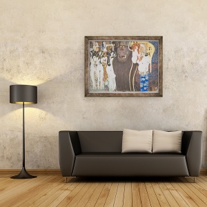 Tablou inramat - Gustav Klimt - Friza Beethoven, Dorinta de fericire, 60 x 80 cm - Img 2