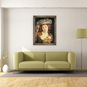 Tablou inramat - Gustave Courbet - Portretul unei tinere femei in stilul lui Labille-Guiard, 60 x 80 cm - Img 3