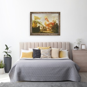 Tablou inramat - Gysbert Hondecoeter - Cockerel si gaini intr-un peisaj, 60 x 80 cm - Img 3