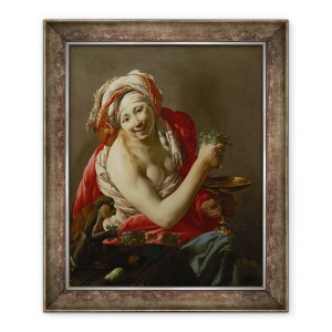 Tablou inramat - Hendrick Ter Brugghen - Bacchante cu o maimuta, 50 x 60 cm