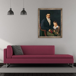 Tablou inramat - Henri Francois Riesener - Portret De Membru al Familiei Barbet cu Fiul Sau, 50 x 60 cm - Img 2