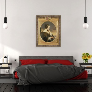 Tablou inramat - Henri Lehmann - Portretul Contesei Marie dAgoult, 70 x 90 cm - Img 3