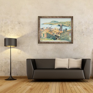Tablou inramat - Henri Martin - Acoperisuri rosii la Collioure, 70 x 90 cm - Img 2