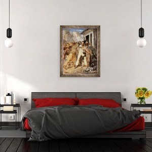 Tablou inramat - Henry Scheffer - Studiu pentru o scena de lupta, Un om fiind arestat, 70 x 90 cm - Img 3