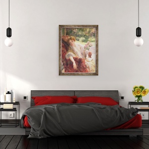 Tablou inramat - Herman Richir - Portretul unei femei intr-o folie de blana, 60 x 80 cm - Img 3