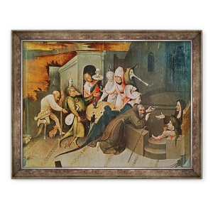 Tablou inramat - Hieronymus Bosch - Triptic al ispitei Sfantului Anton, 60 x 80 cm