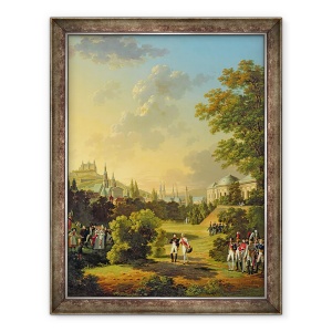 Tablou inramat - Hippolyte Lecomte - intalnire intre Napoleon I 1769-1821 si Ferdinand al III-lea 1769-1824 Mare Duce de Toscana la Wurtzburg, octombrie 1806, 70 x 90 cm