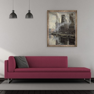 Tablou inramat - Hippolyte Lety - Centrala electrica la Croix-Wasquehal, 50 x 60 cm - Img 2