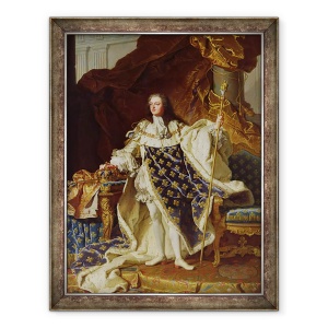 Tablou inramat - Hyacinthe Francois Rigaud - Portretul lui Ludovic al XV-lea 1715-74 in robe de incoronare, 70 x 90 cm