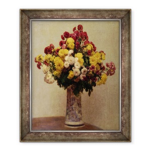 Tablou inramat - Ignace Henri Jean Fantin-Latour - Crizanteme intr-o vaza, 50 x 60 cm