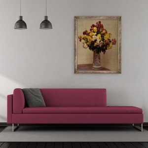 Tablou inramat - Ignace Henri Jean Fantin-Latour - Crizanteme intr-o vaza, 50 x 60 cm - Img 2